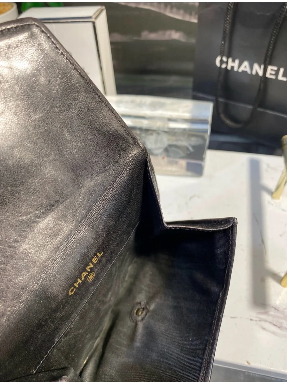 Authentic CHANEL Timeless CC Logo Leather Wallet